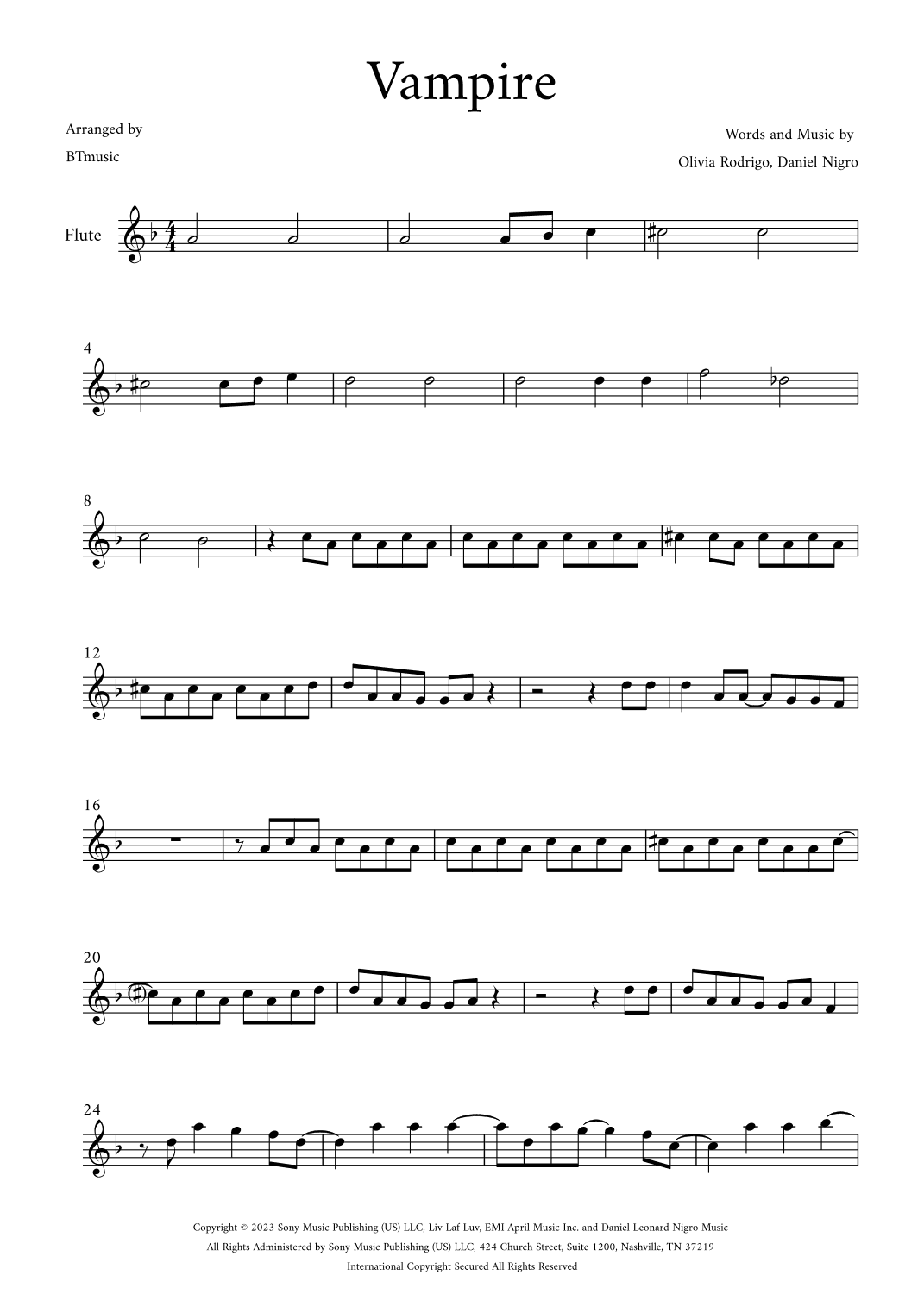 Vampire (arr. BTmusic)