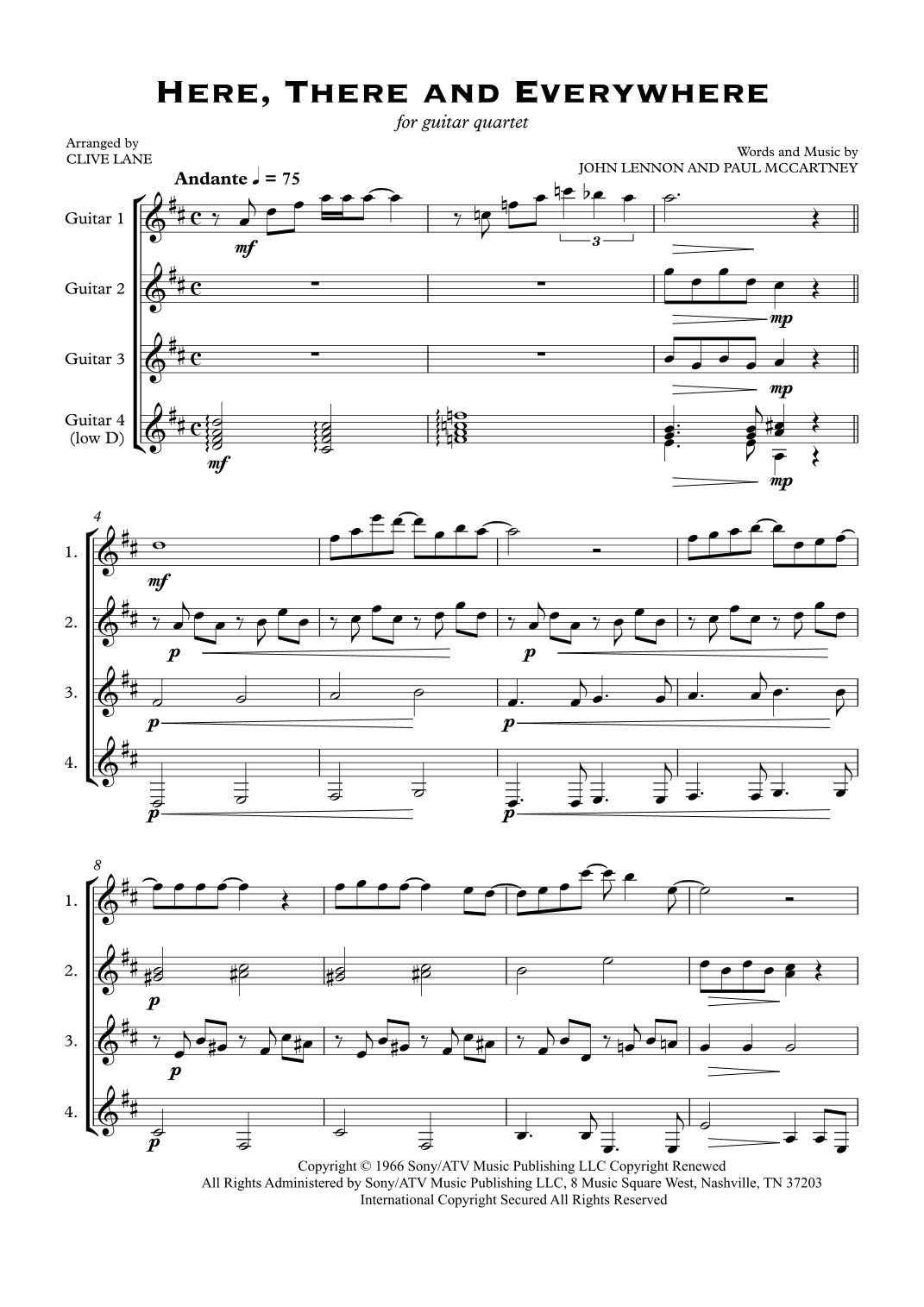 Here, There And Everywhere (arr. Clive Lane)