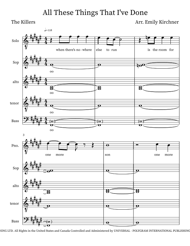 All These Things That I've Done (arr. Emily Kirchner)