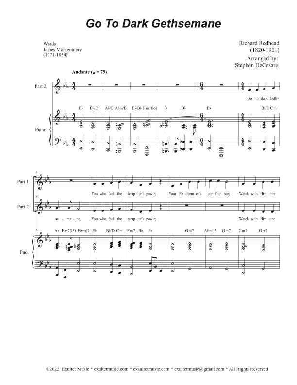 Go To Dark Gethsemane (2-part choir) (arr. Stephen DeCesare)