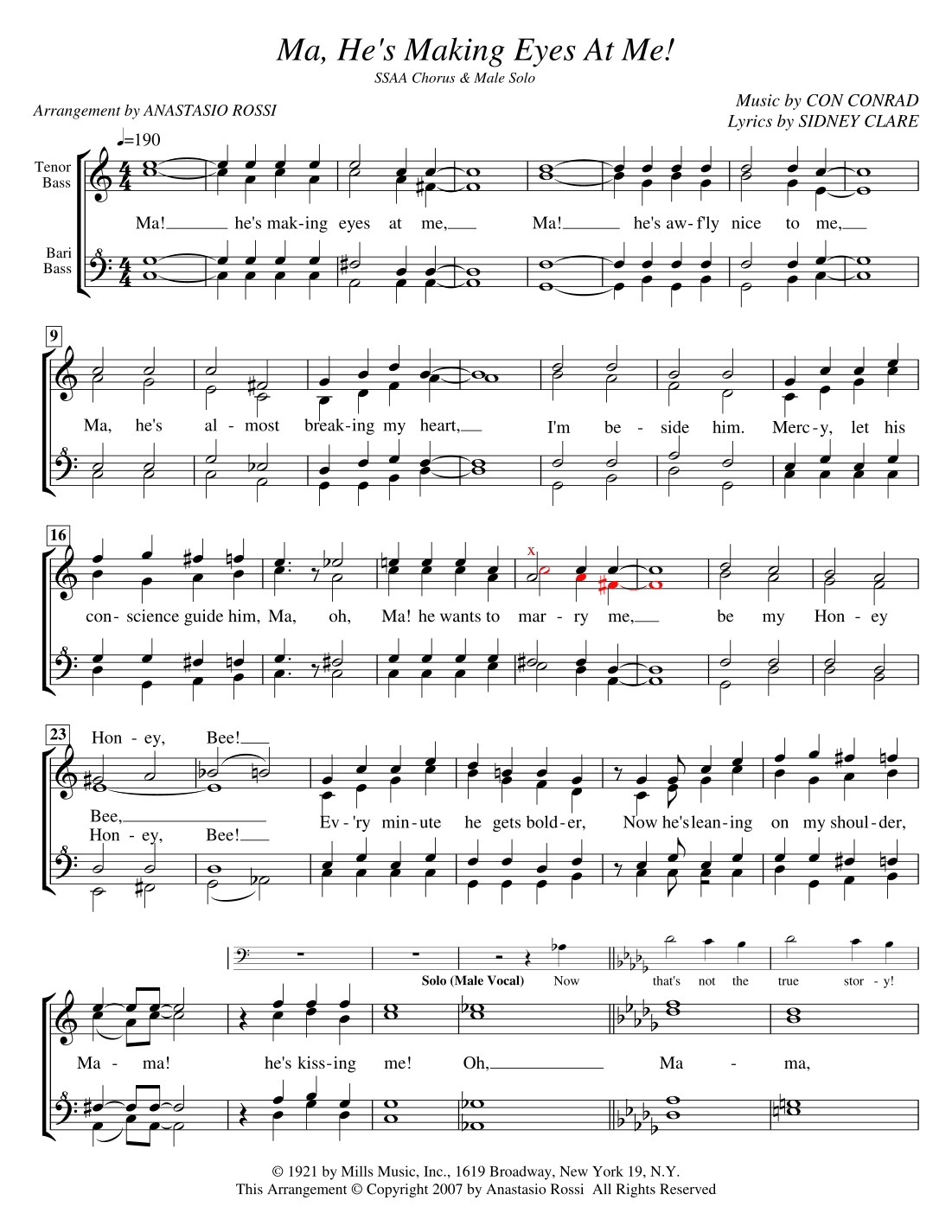 Ma! He's Making Eyes at Me (arr. Anastasio Rossi)