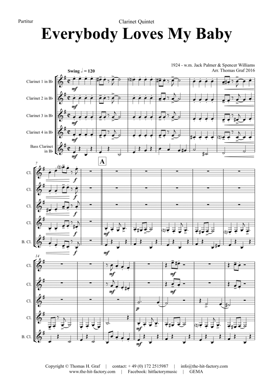 Everybody Loves My Baby - Jazz Classic - Clarinet Quintet/Choir (arr. Thomas Graf)
