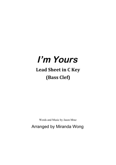 I'm Yours (arr. Miranda Wong)