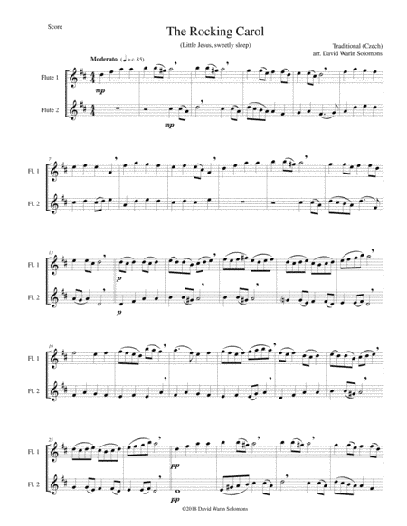 The Rocking Carol (Little Jesus, Sweetly Sleep) for flute duo (arr. David Warin Solomons)