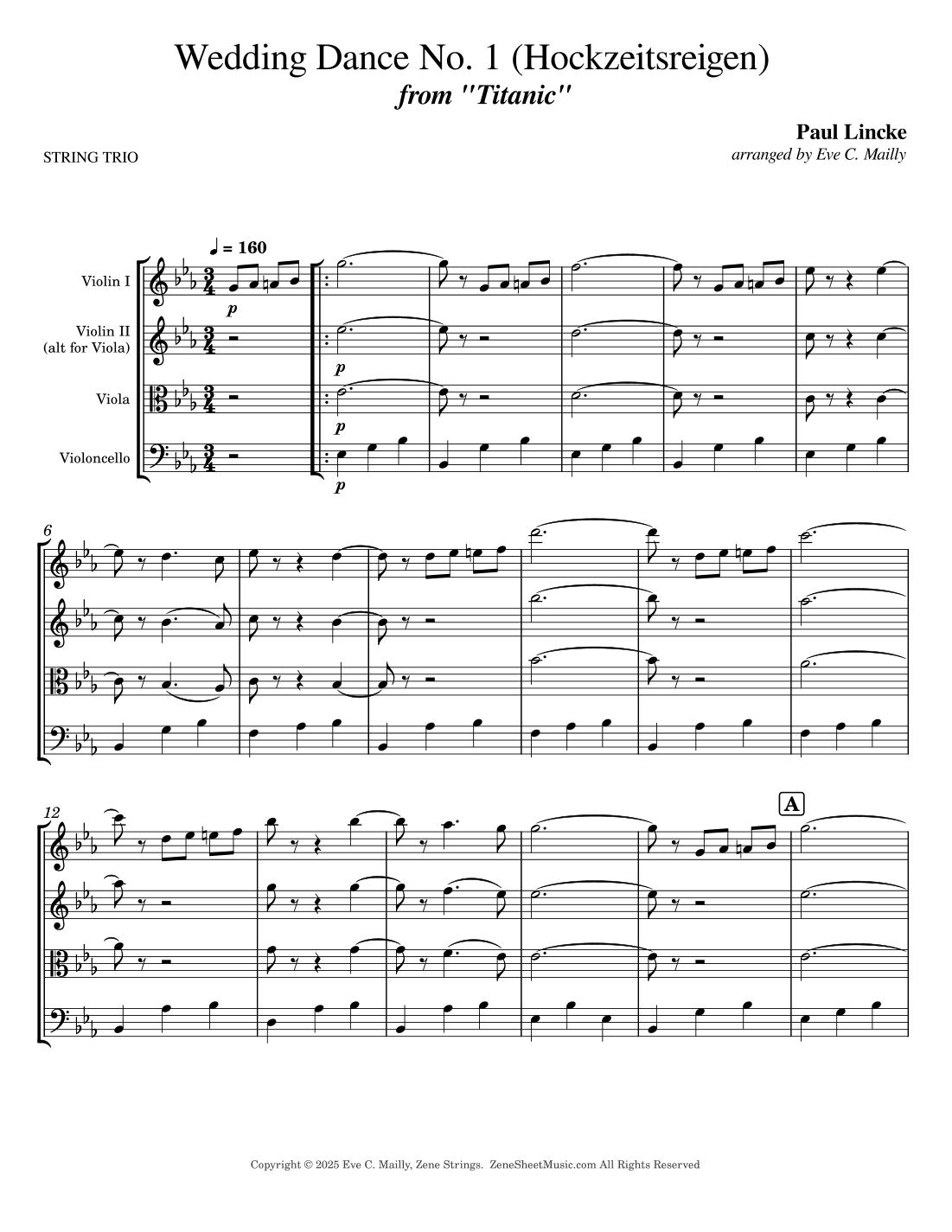 Wedding Dance No. 1 (Hochzeitsreigen) from "Titanic" - String Trio (arr. Eve C. Mailly - Zene Strings)
