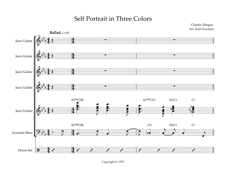 Self-portrait In Three Colors (arr. Jose Guzman)