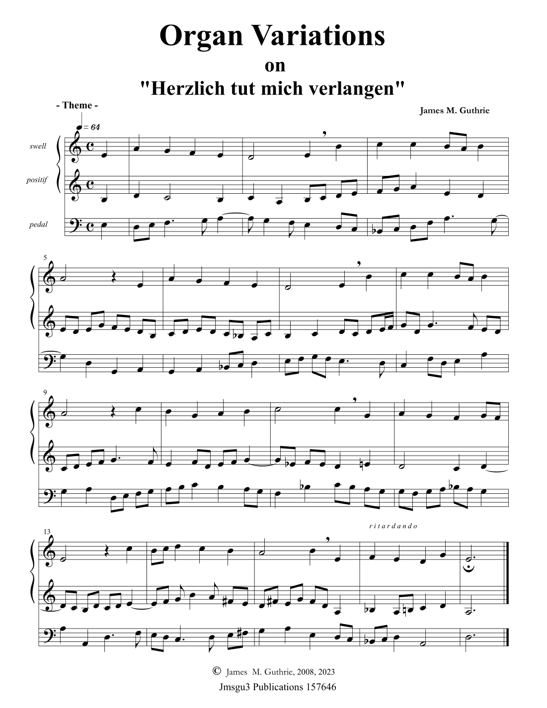 Guthrie: Organ Variations on Herzlich tut mich verlangen