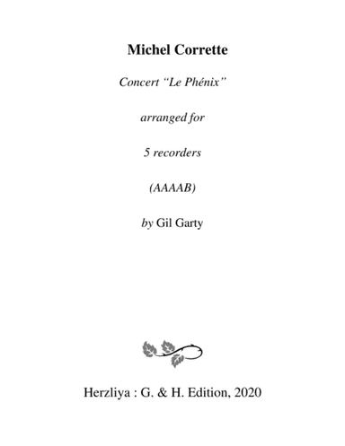 Concert "Le Phénix" (arrangement for 5 recorders) (arr. Gil Garty)