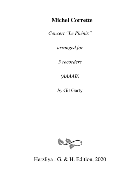 Concert "Le Phénix" (arrangement for 5 recorders) (arr. Gil Garty)