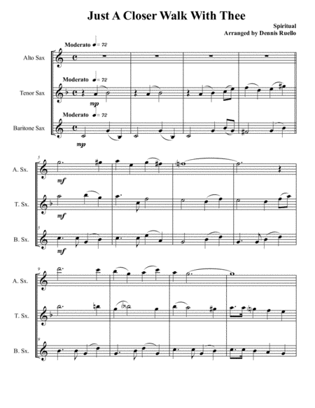 Just a Closer Walk with Thee - Saxophone Trio (ATB) - Jazz Funeral Style (arr. Dennis Ruello)
