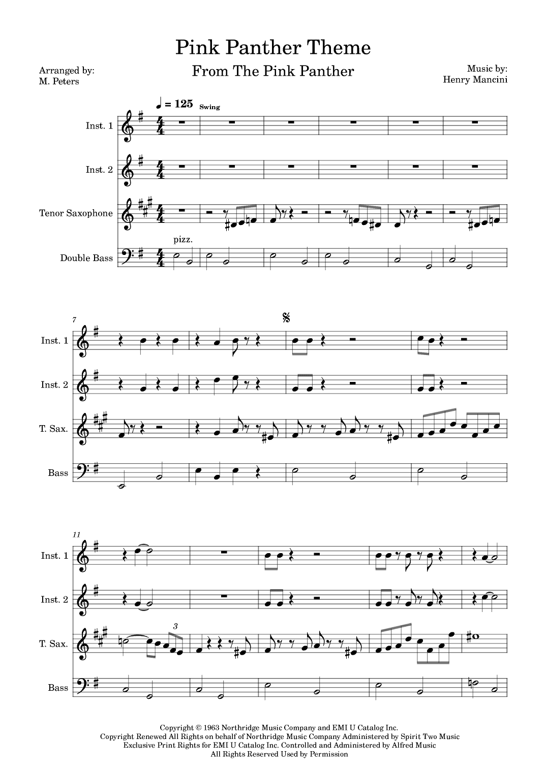 The Pink Panther (arr. M. Peters)