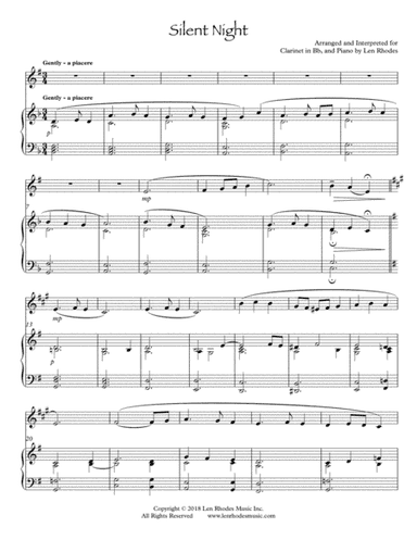 Silent Night - a contemporary setting for Bb Clarinet and Piano (arr. Len Rhodes)