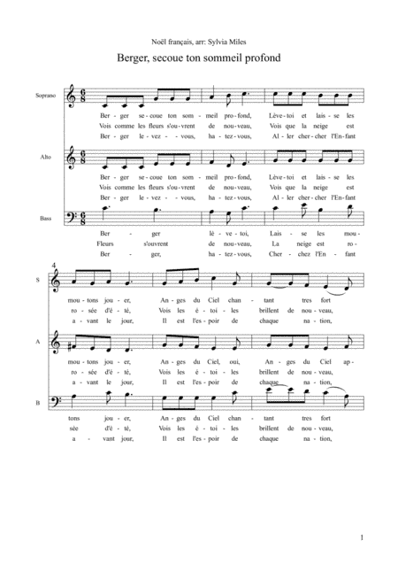 Berger secoue ton sommeil profond (arr. Sylvia Miles)