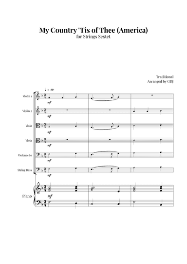 My Country 'Tis of Thee (America) (arr. GDJ)