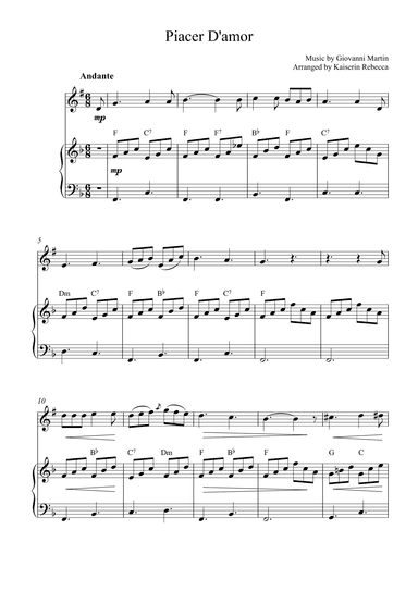 Piacer d'amor (Pleasure of love) (arr. Kaiserin Rebecca)