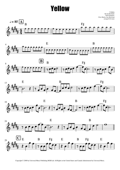 Yellow (arr. Lkmusic)