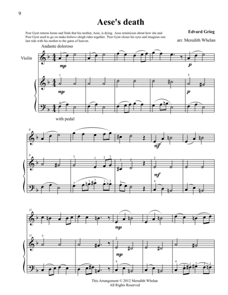 Classical Duets for Violin & Piano:  Aese's Death (arr. Meredith Whelan)