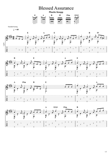 Blessed Assurance (Solo Fingerstyle Guitar Tab) (arr. Chris Richter)