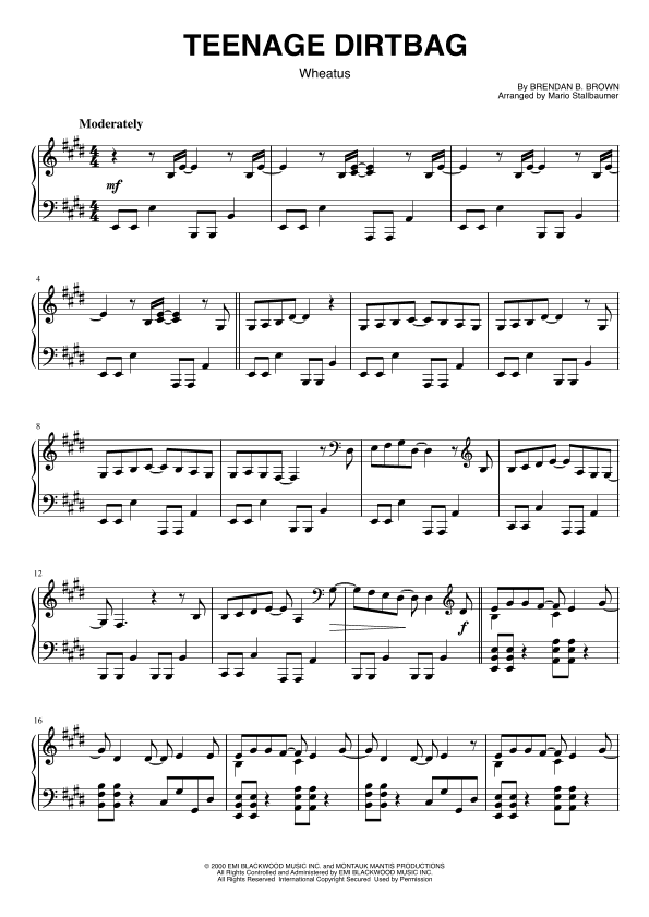 Teenage Dirtbag (arr. Mario Stallbaumer)