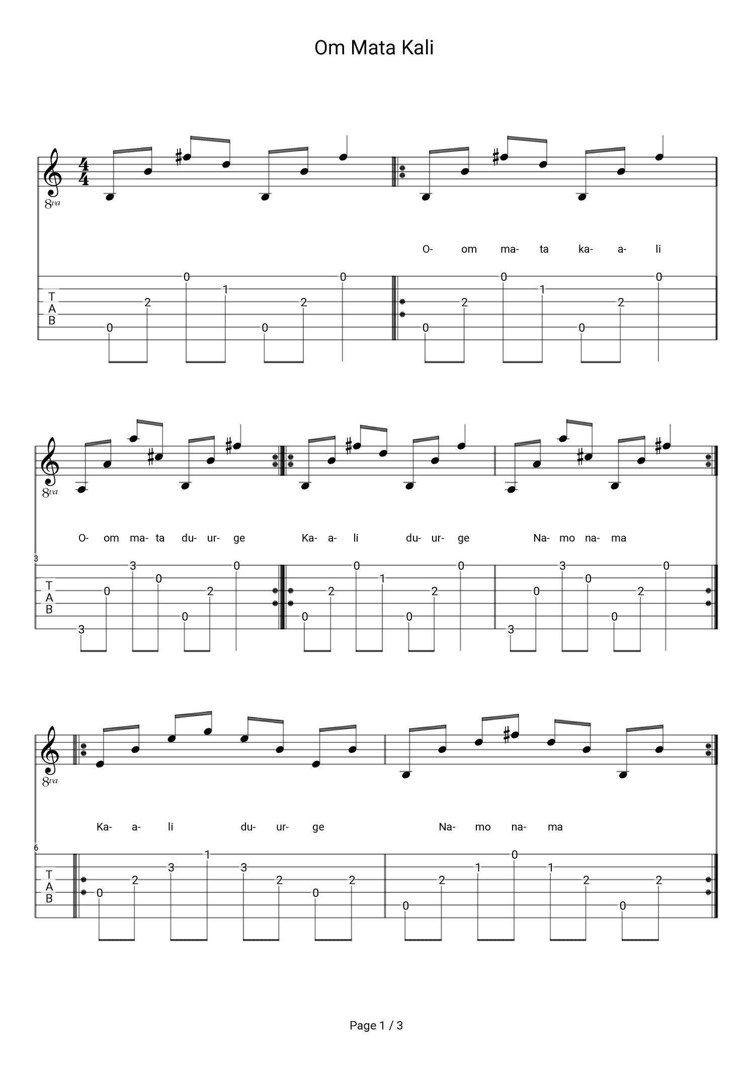 Om Mata Kali (arr. Robin)