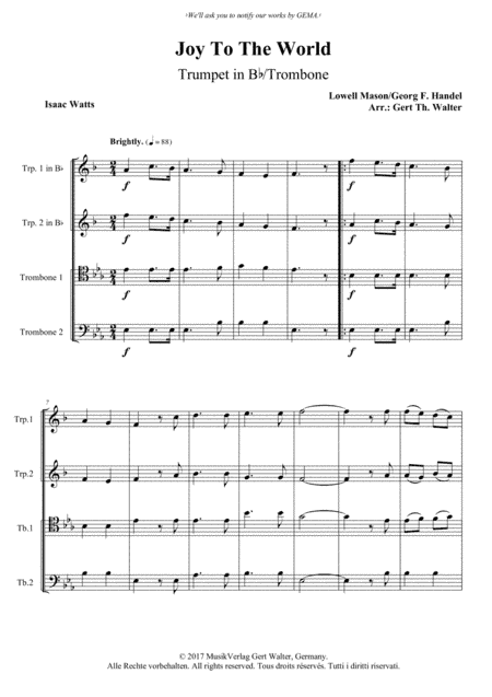 Joy To The World (arr. Gert Th. Walter)
