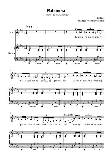 Habanera (for alto - Bb minor/major) (arr. Rodrigo Faleiros)