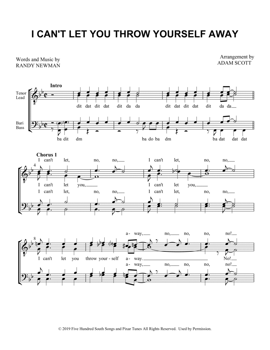 I Can't Let You Throw Yourself Away (arr. Adam Scott)