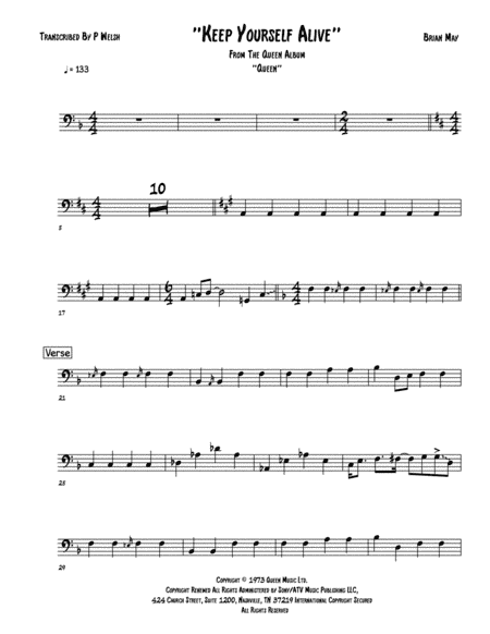 Keep Yourself Alive (arr. P Welsh)