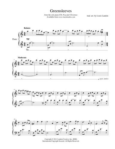 Greensleeves - Traditional Christmas - Louis Landon - Solo Piano (arr. Louis Landon)