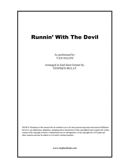 Runnin' With The Devil (arr. Stephen Bulat)