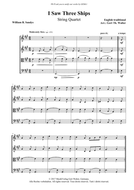 I Saw Three Ships (arr. Gert Th. Walter)