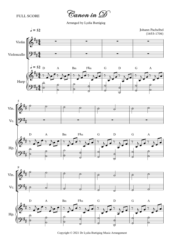 Canon in D (arr. Dr Lydia Buttigieg)