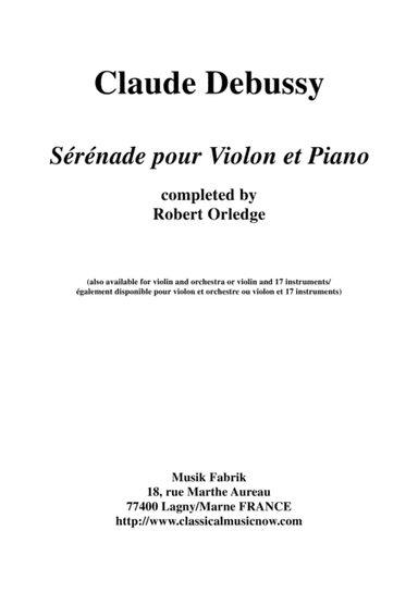 Claude Debussy: Sérénade for violin and piano