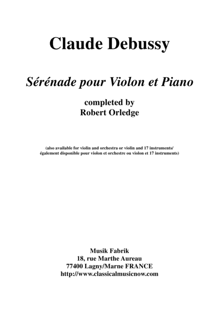Claude Debussy: Sérénade for violin and piano
