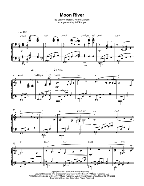 Moon River (arr. Jeff Pepper)