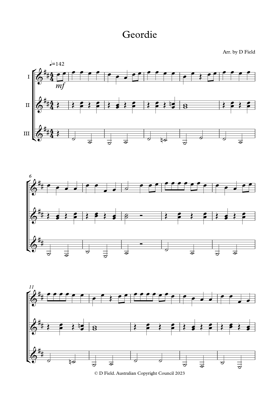Geordie (Guitar Ensemble) (arr. Daniel Field)
