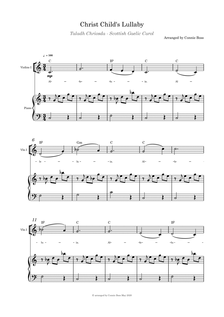 Christ Child's Lullaby (Taladh Chriosda) -  violin and piano with parts page (arr. Connie Boss)