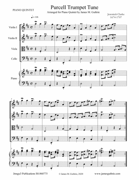 Clarke: Purcell Trumpet Tune for Piano Quintet (arr. James M. Guthrie, ASCAP)