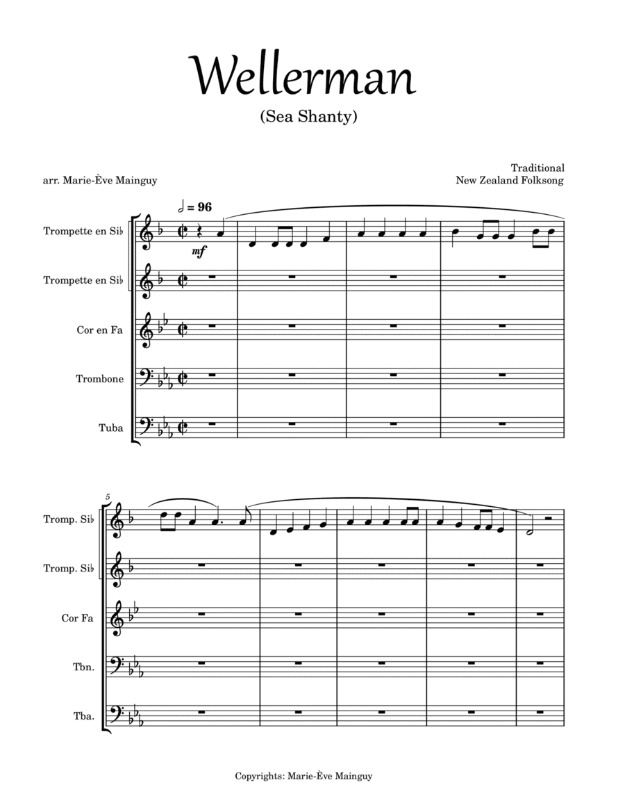 Wellerman (Sea Shanty) - Brass Quintet (arr. Marie-Ève Mainguy)
