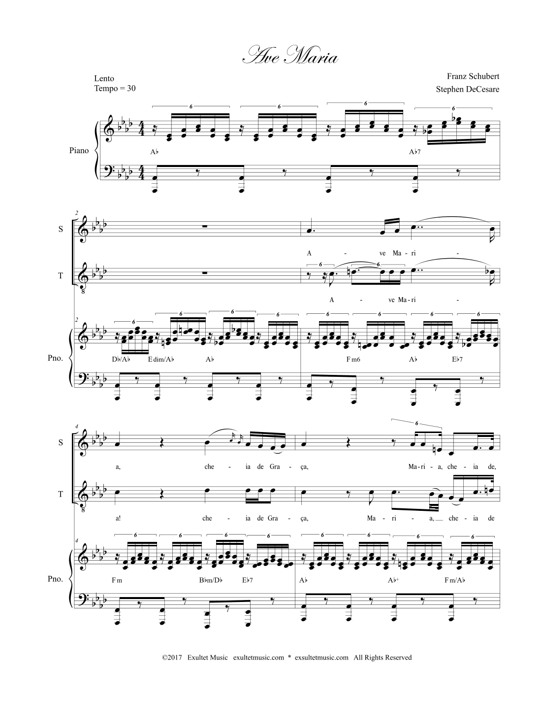Ave Maria (Portuguese Lyrics - Duet for Soprano and Tenor Solo - Medium Key) (arr. Stephen DeCesare)