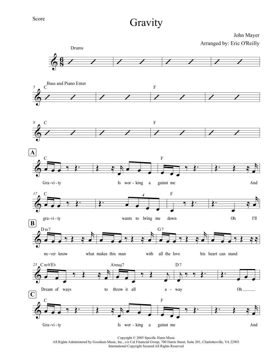 Gravity (arr. Eric O'Reilly)