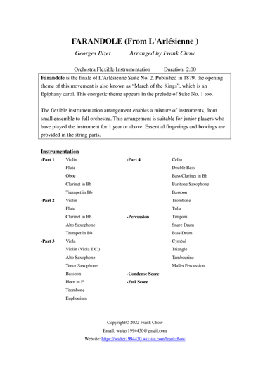 Farandole (From L'Arlésienne ) (Orchestra/Concert Band Flexible Instrumentation) (arr. Frank Chow)