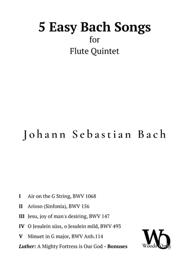 5 Famous Songs by Bach for Flute Quintet (arr. Ander)