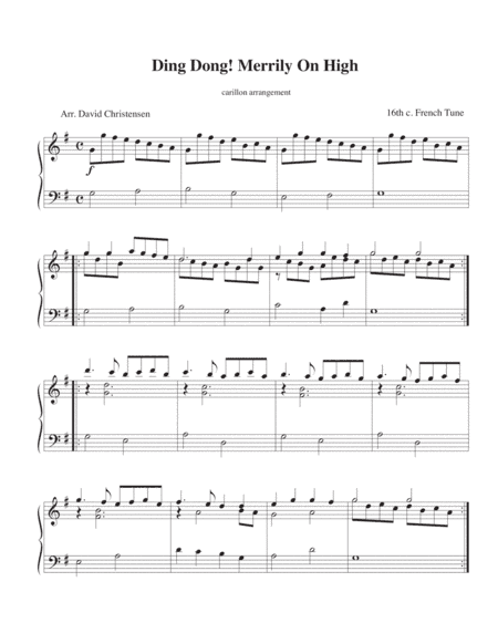 Ding Dong! Merrily On High for Carillon (arr. David Christensen)