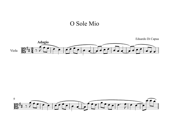 O Sole Mio - Eduardo Di Capua (Viola) (arr. Digital Book Music)