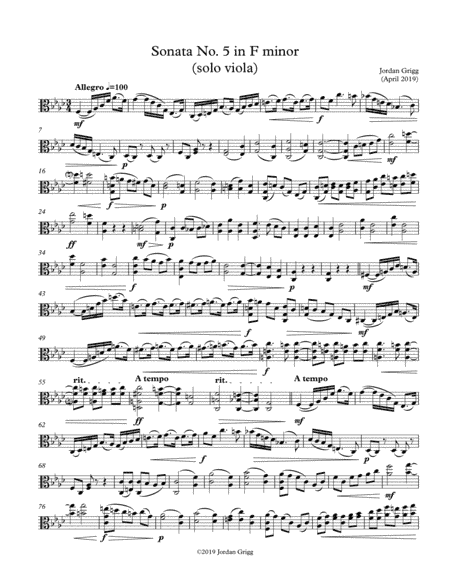 Sonata No 5 in F minor (solo viola)