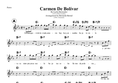 Carmen De Bolivar (arr. Bernardo Bernal Hidalgo)