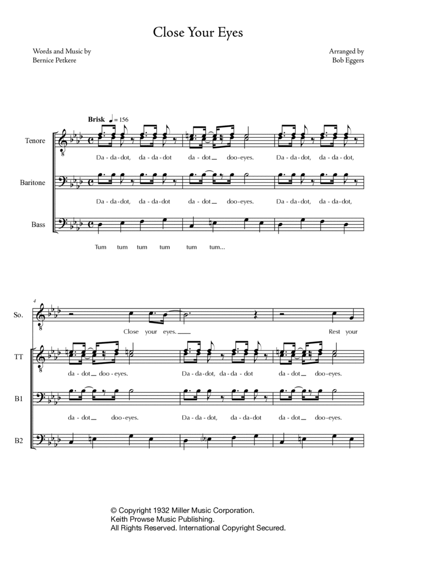 Close Your Eyes (arr. Bob Eggers)