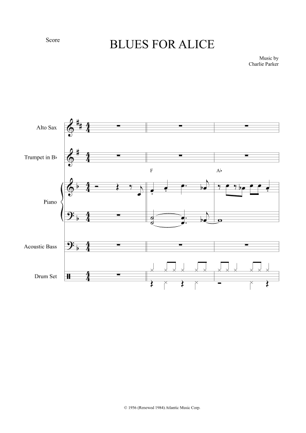 Blues For Alice (arr. The Sheet Music Library)