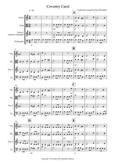 Coventry Carol for String Trio (arr. David Burndrett)